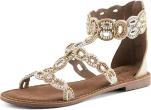 Azura Women's INERTIA Zipper Gladiator Sandals – Beaded Open Toe, Suede Footbed, Made in India