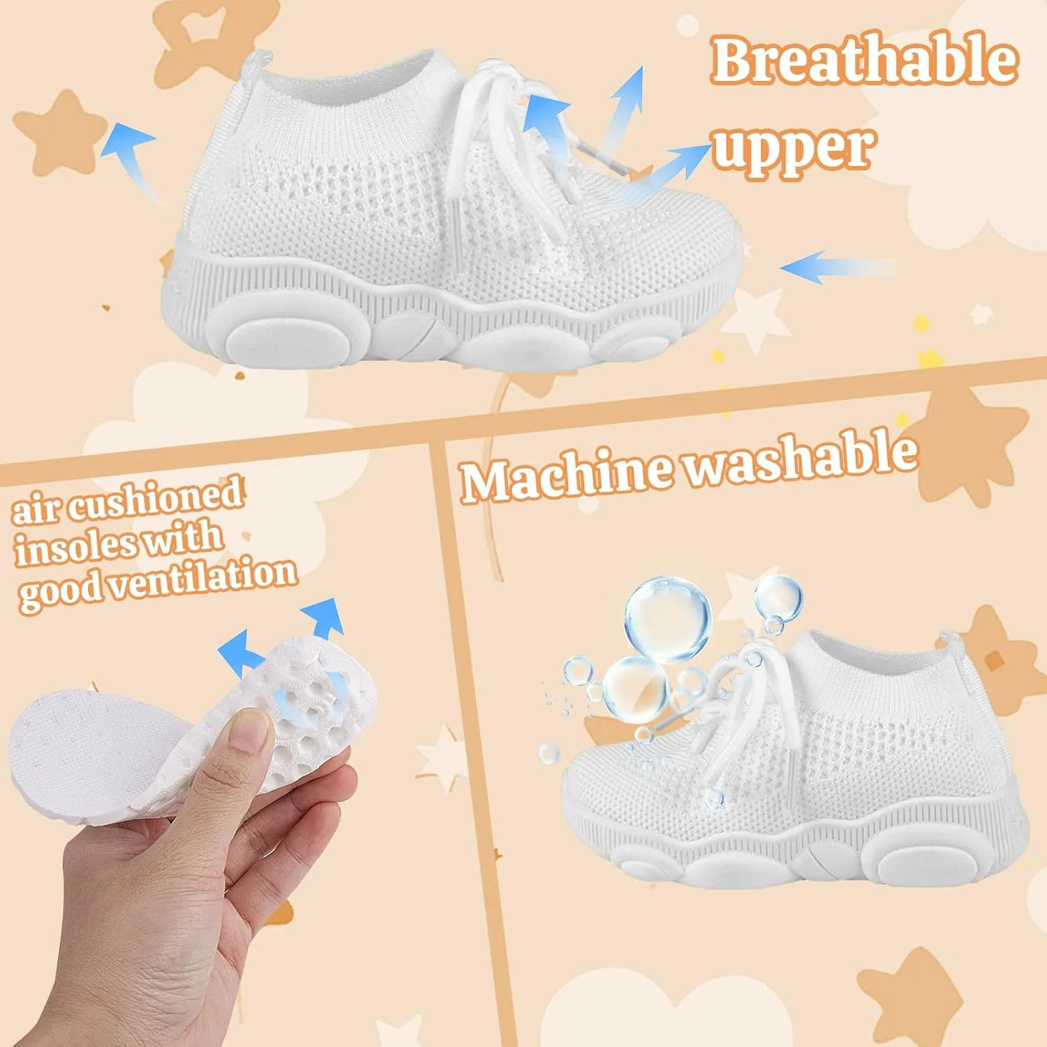 Baby Boy Girl First Walking Shoes Toddler Infant Mesh Sneakers Breathable Lightweight Non-slip Rubber Sole Summer