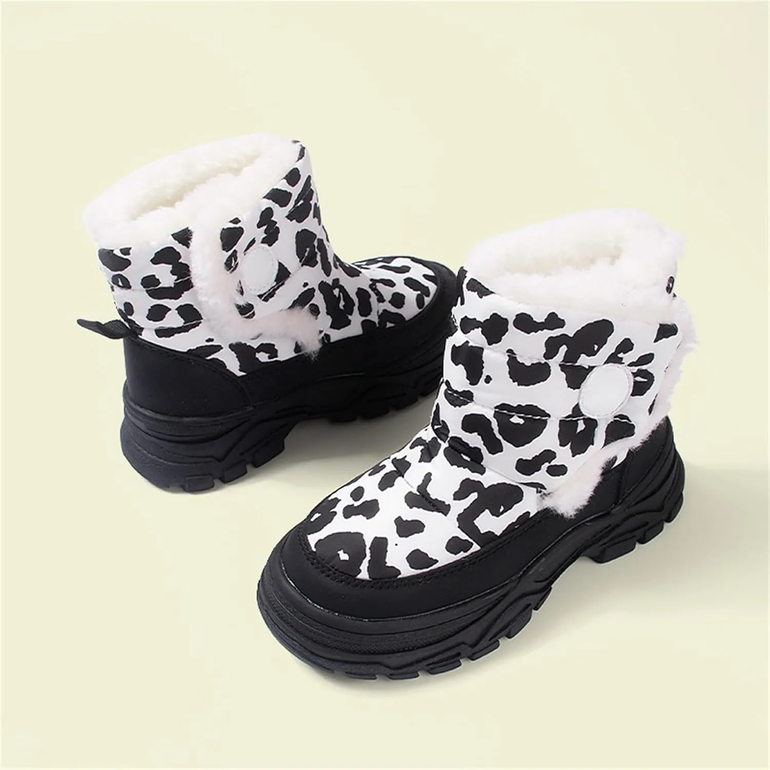 Baby Boys Girls Leopard Winter Warm Cozy Shoes Fleece Snow Boots Toddler Infant Non-Slip Faux F𝘂r Leather Boots Size 13