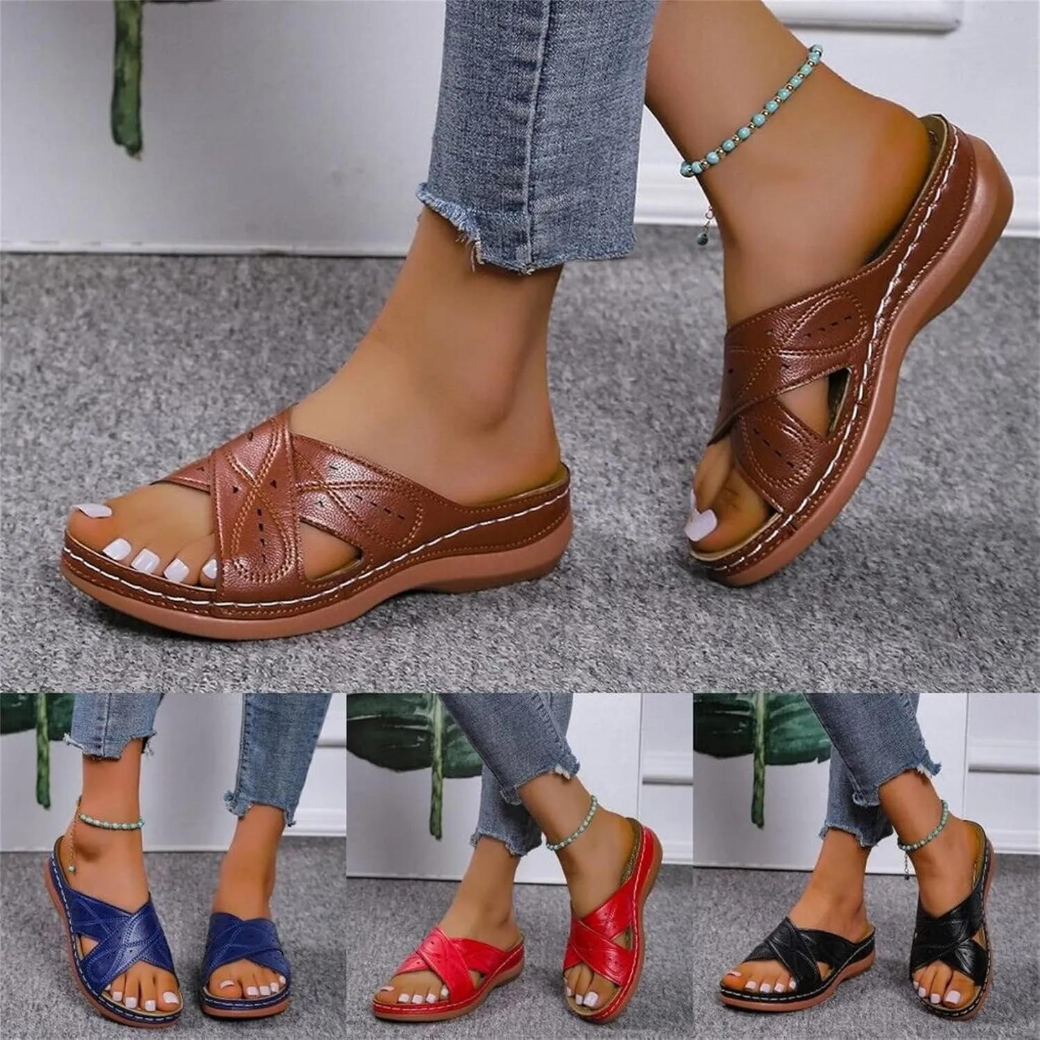 BBPM Women's Comfy Sandal Bunion Corrector Shoes Platform Soft Sole with Toe Arch Support Summer Breathable Casual Beach Travel Shoes,Blue,EU42/US10