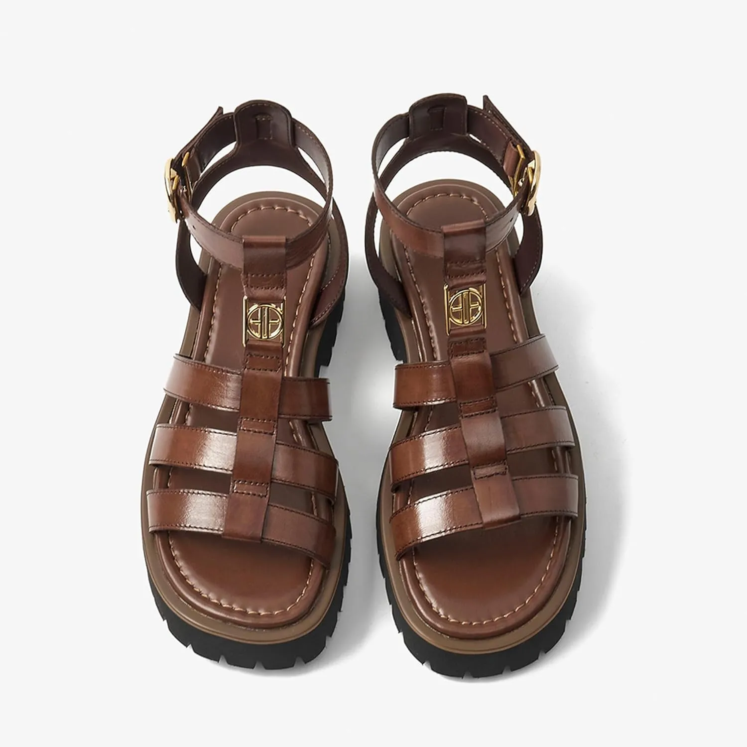 BEAU TODAY Women's Platform Fisherman Sandals, Chunky Gladiator Sandals for Women, Casual Open Toe Lightweight leather Sandals, Fashion Comfortable Dressy Sandals with Ankle Buckle