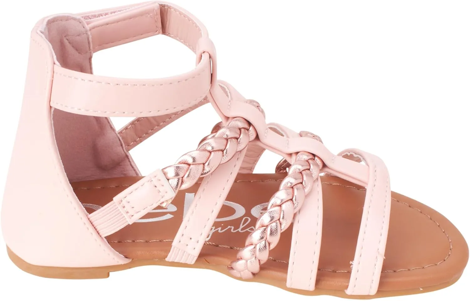 bebe Girls Sandals - Cute Open Toe Braided Strappy Gladiator Summer Sandals, Flower Girl Dress Shoes for Easter Beach Party