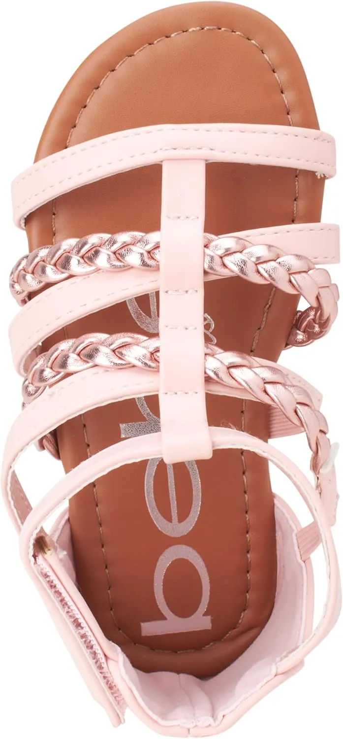 bebe Girls Sandals - Cute Open Toe Braided Strappy Gladiator Summer Sandals, Flower Girl Dress Shoes for Easter Beach Party