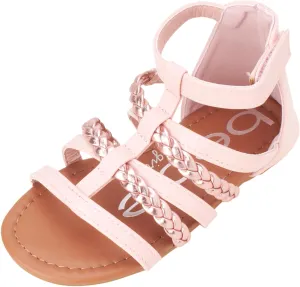 bebe Girls Sandals - Cute Open Toe Braided Strappy Gladiator Summer Sandals, Flower Girl Dress Shoes for Easter Beach Party