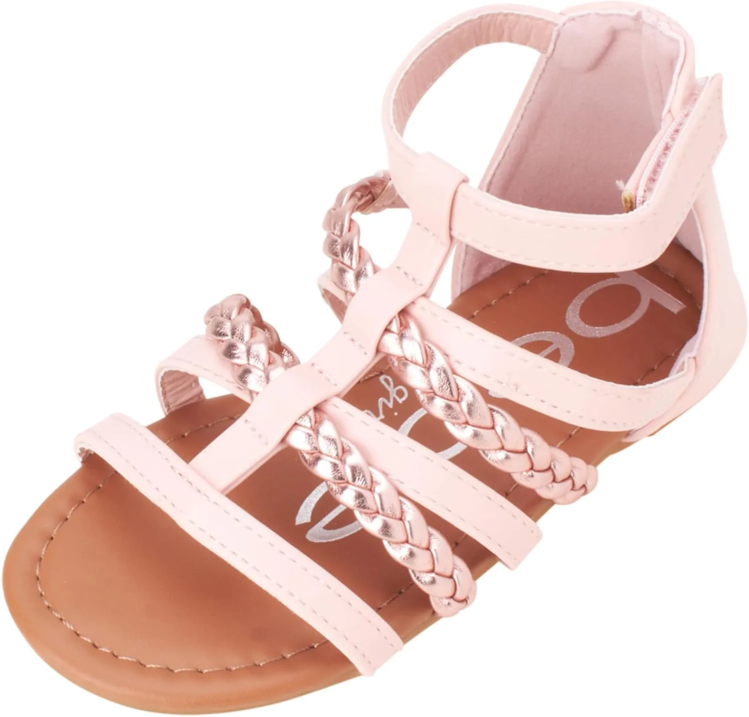 bebe Girls Sandals - Cute Open Toe Braided Strappy Gladiator Summer Sandals, Flower Girl Dress Shoes for Easter Beach Party
