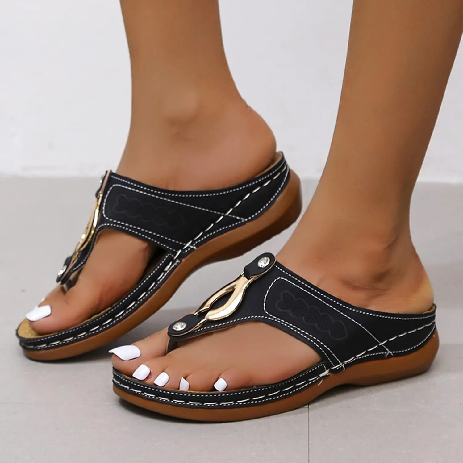 Best Arch Support Flip Flops Glitter Summer Sandals for Women 2024 Black Comfortable Wedding Shoes for Women Black Cute Sandals Orthopedic Sandals Plantar Fasciitis Women Womens Chunky Heels