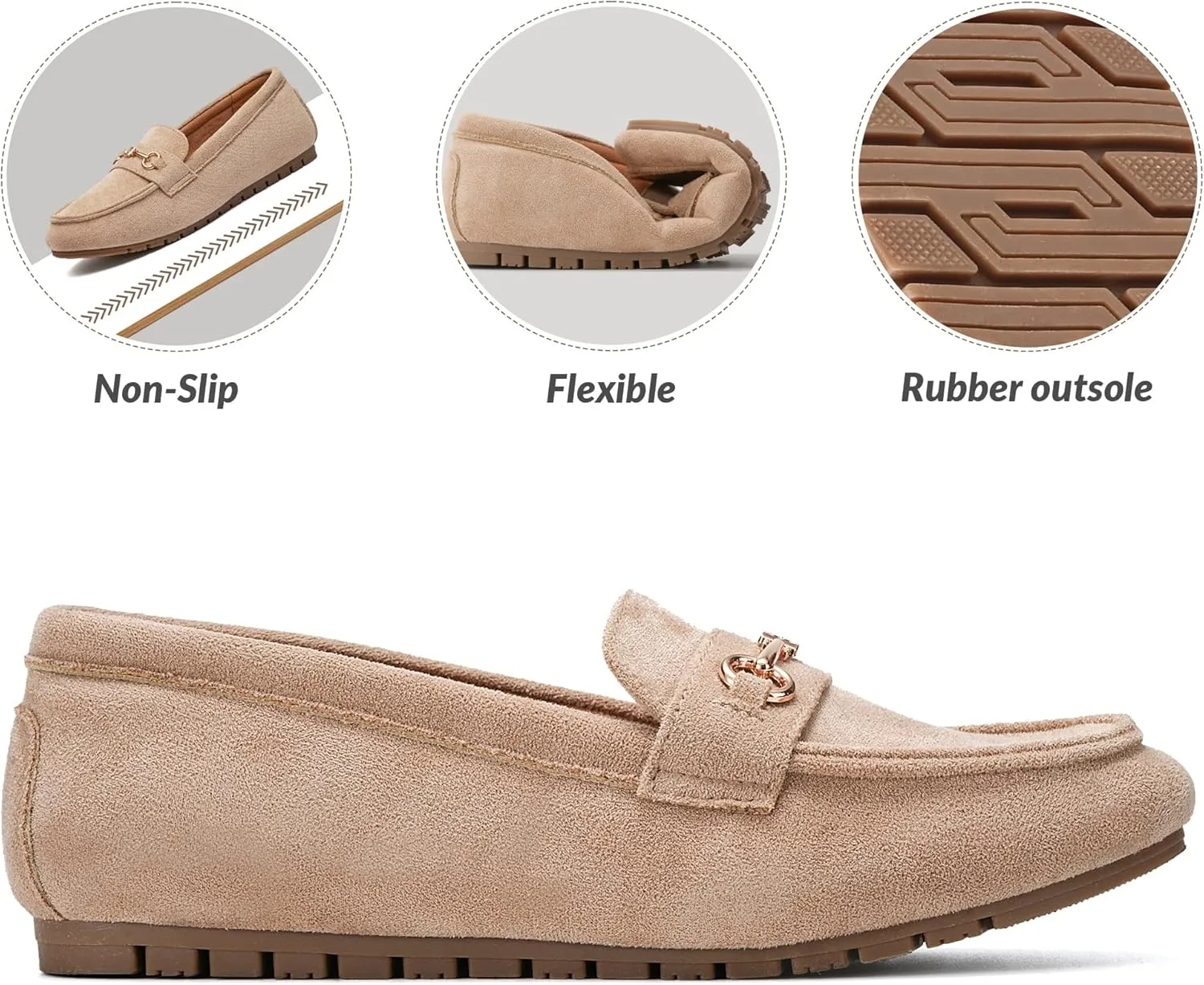 BGSTGUDS Women's Wide Loafers Shoes Cute Dressy Shoes Ladies Comfort Slip Ons Work Shoes