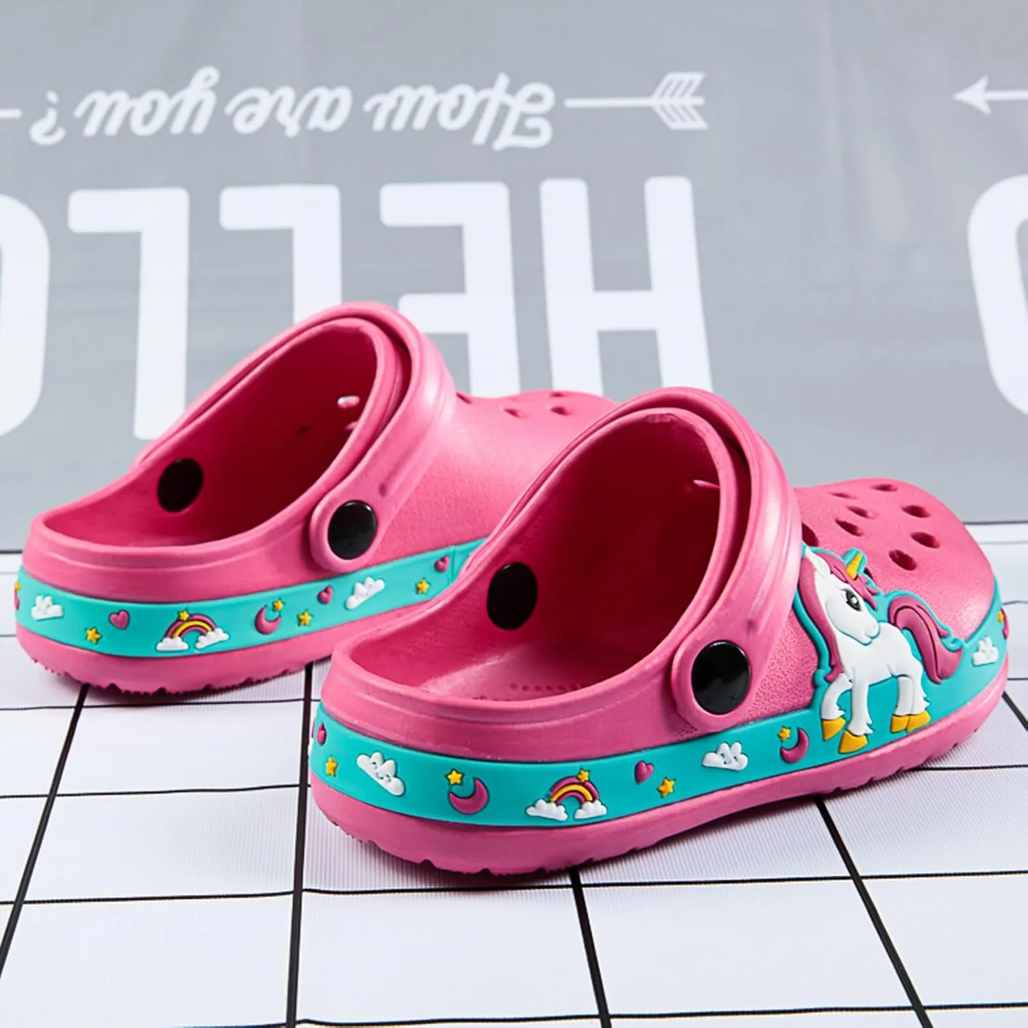 BMINFEE Kid's Girls Boys Clogs Garden Shoes Toddler Slip On Cartoon Slides Sandals Beach Slipper Children Water Sneakers