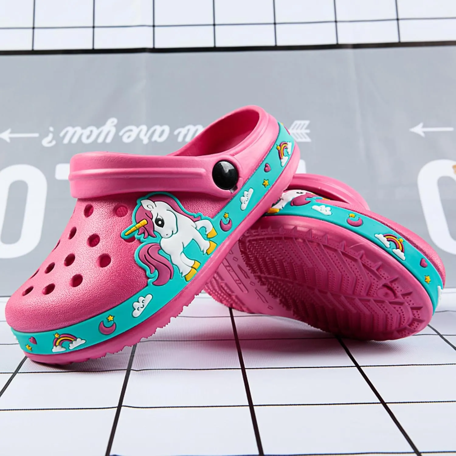 BMINFEE Kid's Girls Boys Clogs Garden Shoes Toddler Slip On Cartoon Slides Sandals Beach Slipper Children Water Sneakers