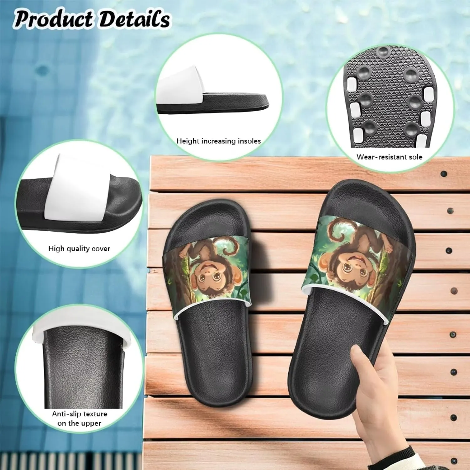 Boy & Girls Slide Sandals Kids Shower Shoes Non Slip Summer Slippers Beach Sandals