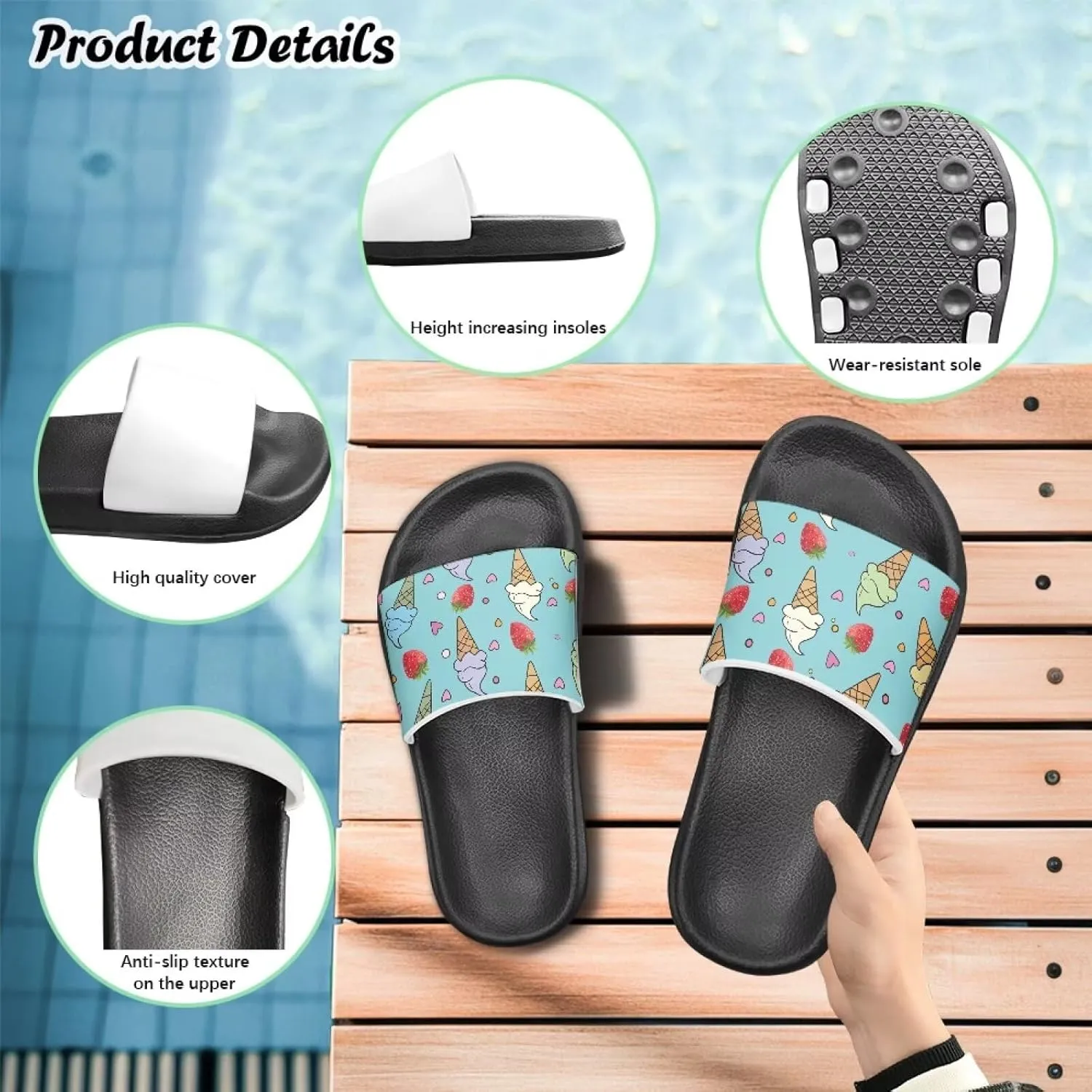 Boys Girls Slide Sandals Non Slip Shower Shoes for Kids Summer Slippers
