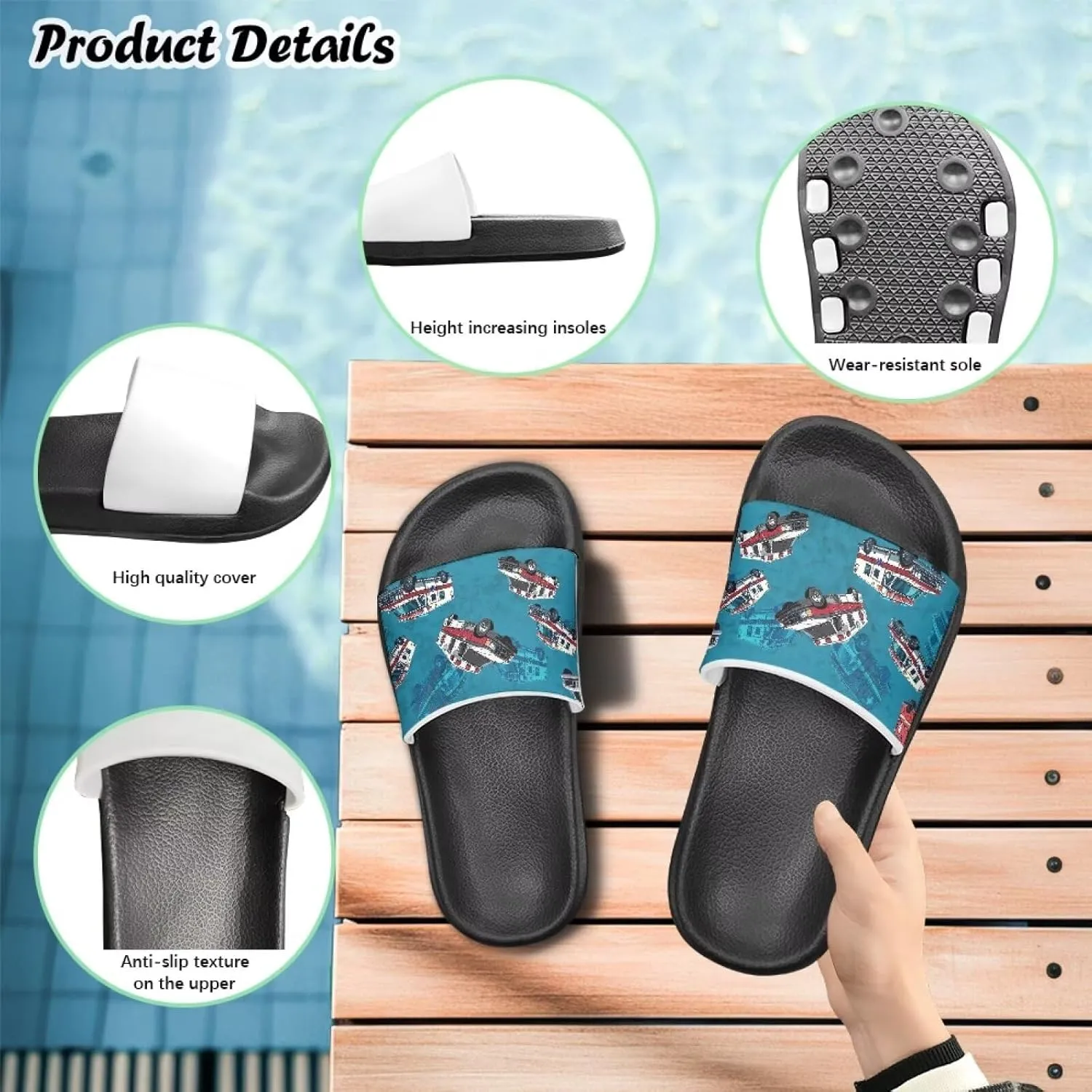 Boys Slide Sandals Summer Shoes for Kids Shower Slippers Non Slip Slippers
