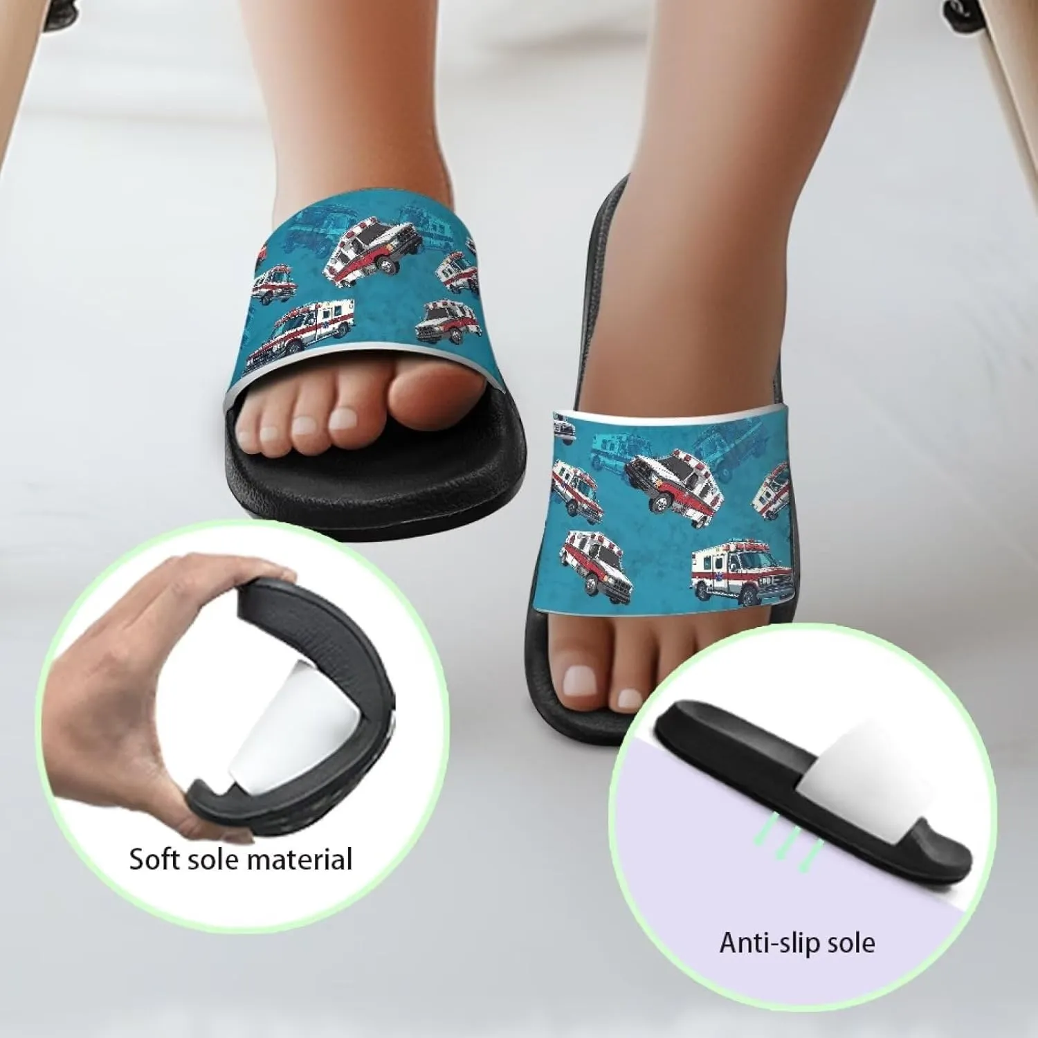 Boys Slide Sandals Summer Shoes for Kids Shower Slippers Non Slip Slippers