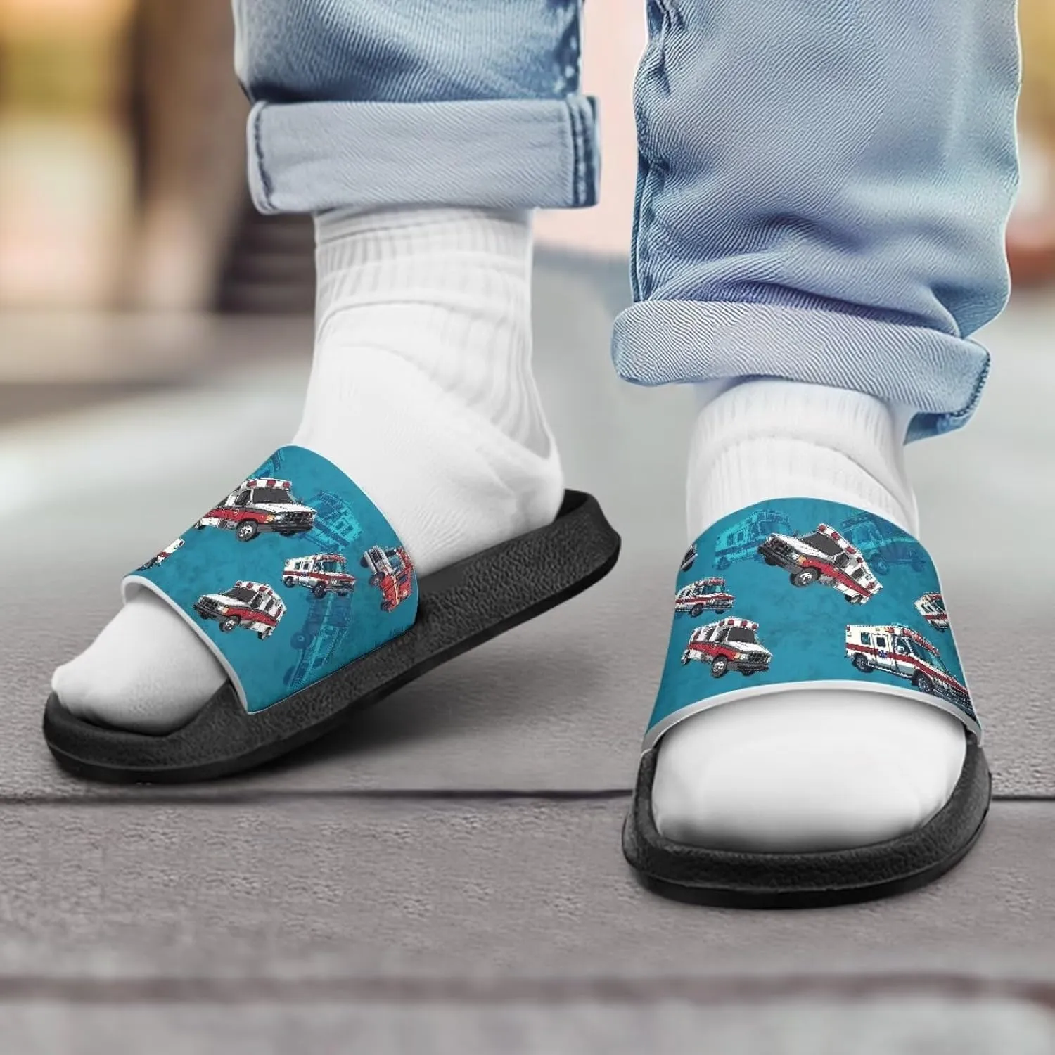 Boys Slide Sandals Summer Shoes for Kids Shower Slippers Non Slip Slippers
