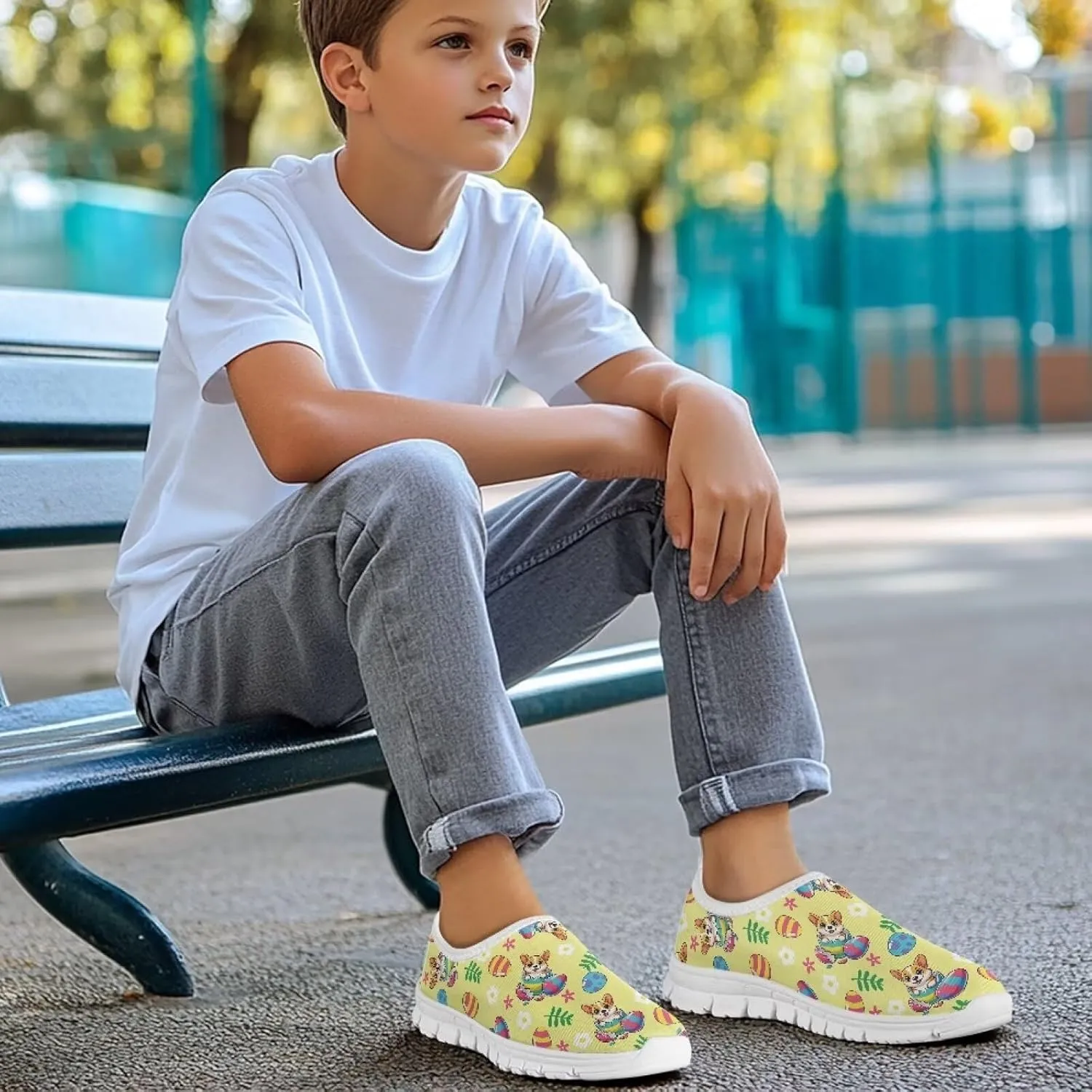 Boys Slip On Shoes Novelty Print Kids School Running Shoes for Holiday