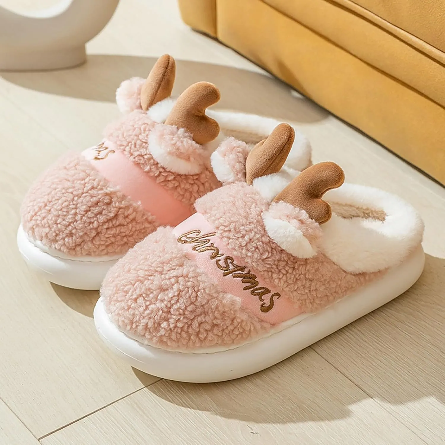 Bunny Animal Slippers for Women and Men Cute Bow Fuzzy Fluffy Comfy Funny Furry Rabbit House Slipper for Indoor Outdoor