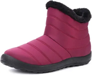 Camfosy Womens Ankle Snow Boots Warm Fur Lining Winter Boots Water Resistant Anti-Slip Short Boots Comfort Outdoor Flats Shoes Casual Working Sneakers
