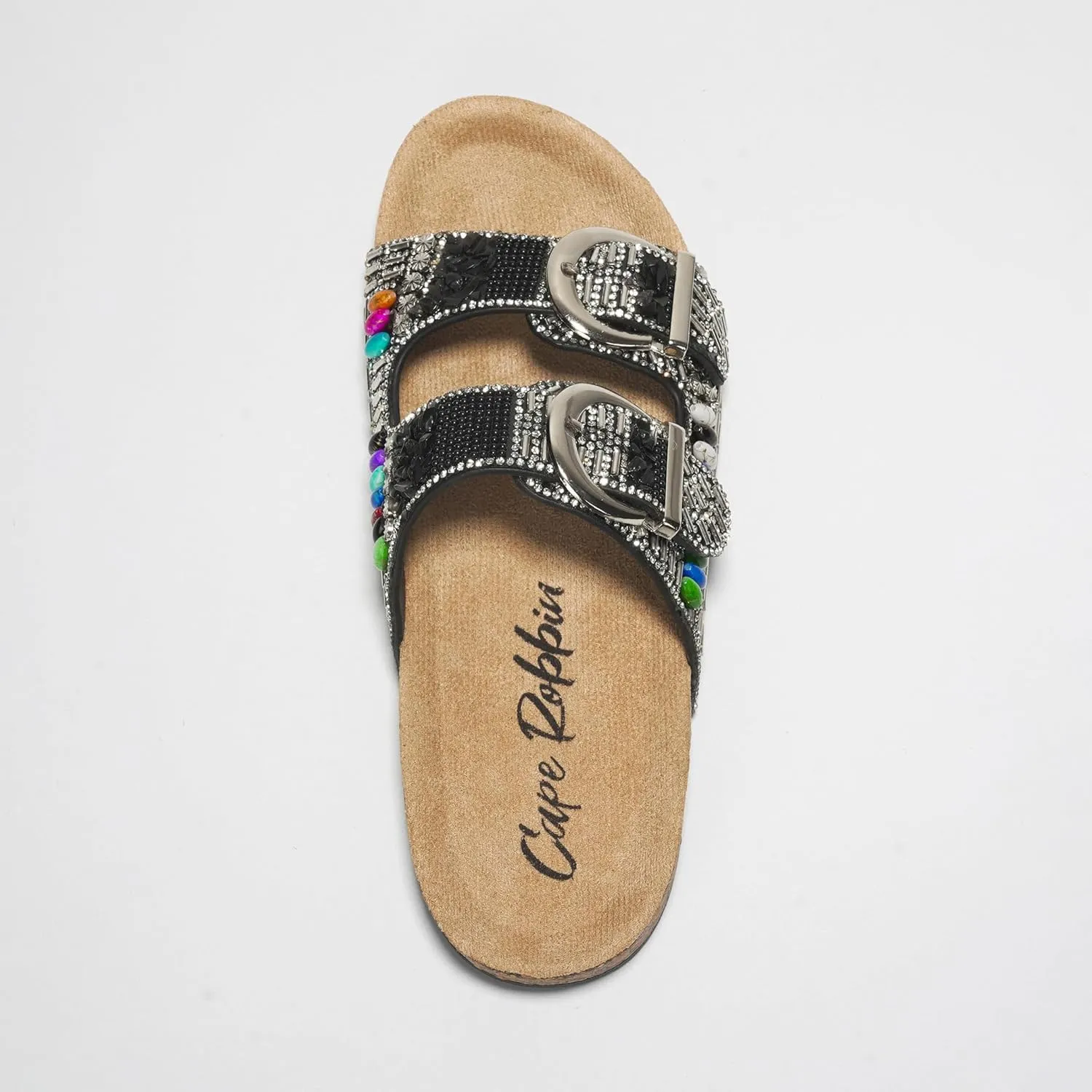 Cape Robbin Danita Rhinestone Buckle Cork Sandals (Danita)