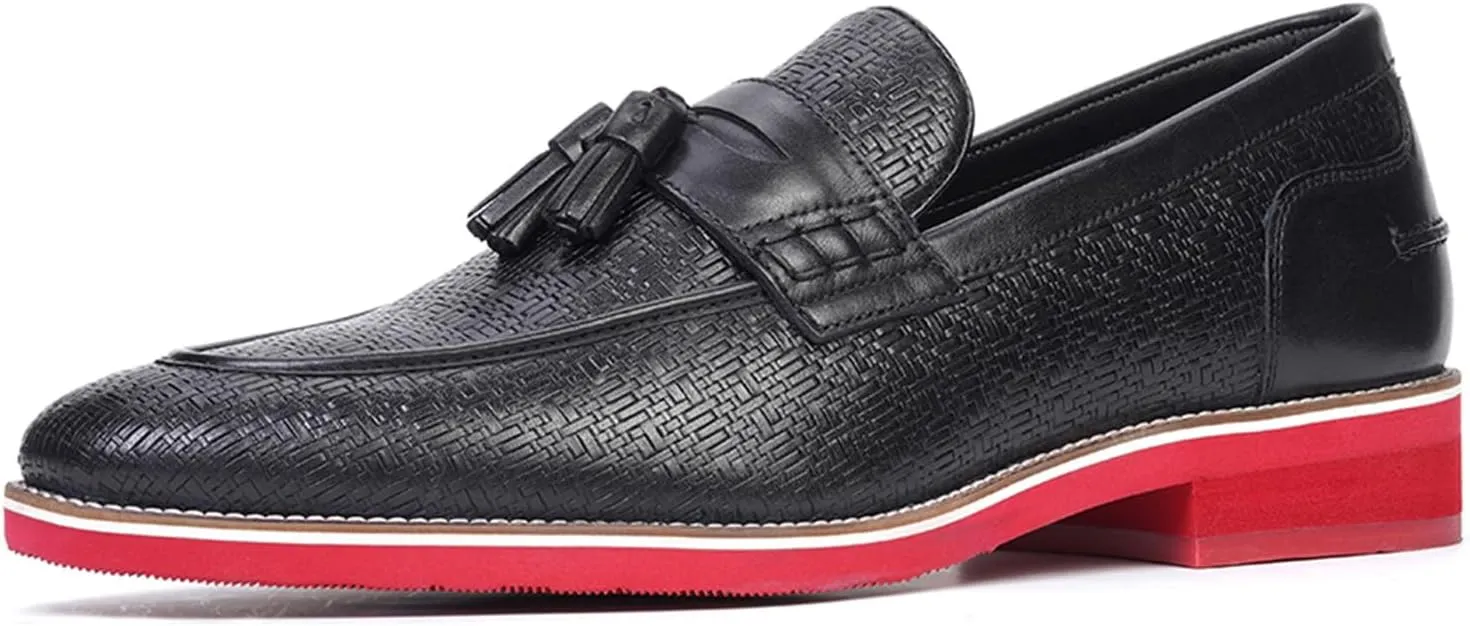 Carlos Santana Slip-on Leather Garcia Tassel Loafers for Men | 100% Leather Fabric | Cushioned Footbed | with Embossed Print on The Calfskin Leather