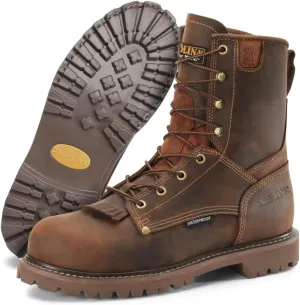 Carolina 28 Series 8'' Soft Toe Waterproof Work Boots for Men - Cigar Leather Upper, AG7 Footbed, Removable Kiltie, EH-Rated