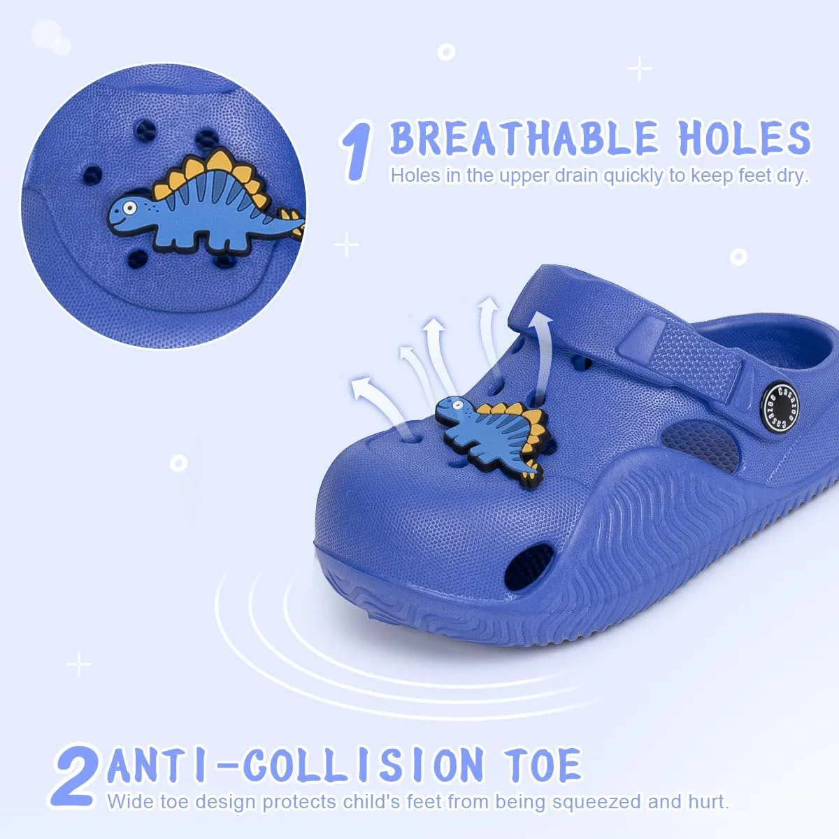 Casazoe Toddler Boys Girls Cute Garden Clogs Kids Slip On Water Shoes EVA Lightweight Summer Slipper Slides Baby Comfort Sandals Children Outdoor Shower Beach Pool Play Shoes