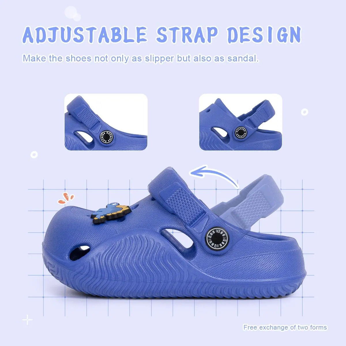 Casazoe Toddler Boys Girls Cute Garden Clogs Kids Slip On Water Shoes EVA Lightweight Summer Slipper Slides Baby Comfort Sandals Children Outdoor Shower Beach Pool Play Shoes