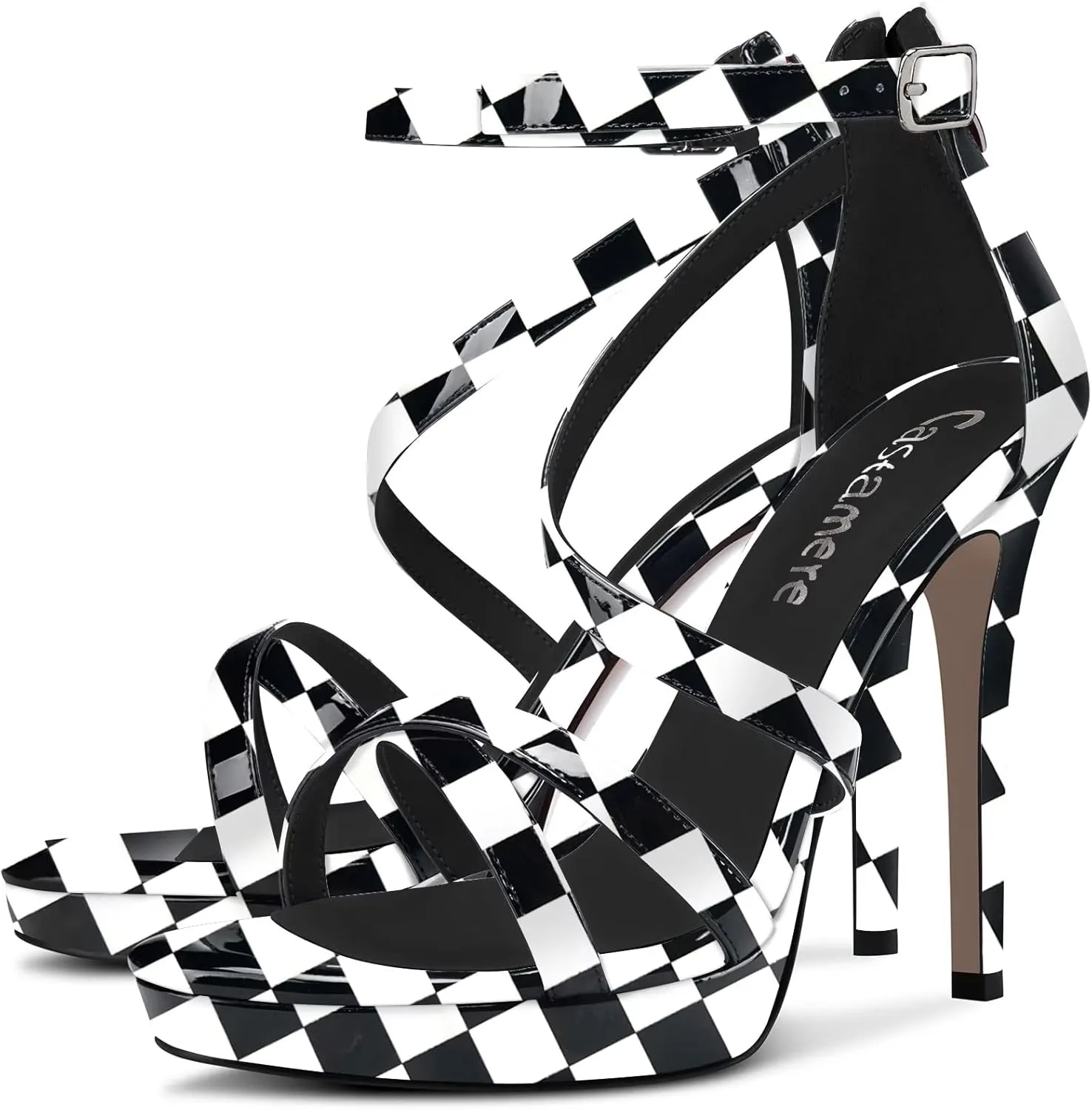 Castamere Women Stiletto High Platform Heel Open Toe Ankle Strap Gladiator Sandals Zipper Party Dress 4.7 Inches Heels