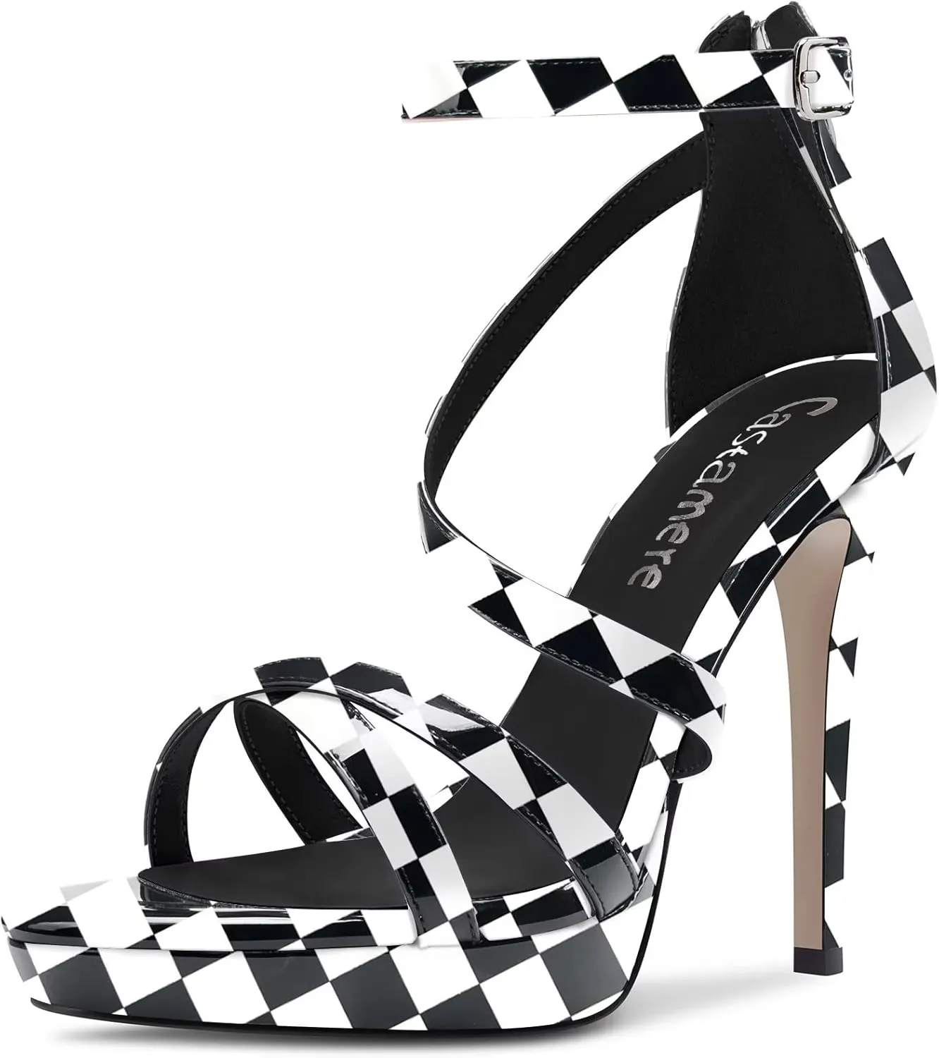 Castamere Women Stiletto High Platform Heel Open Toe Ankle Strap Gladiator Sandals Zipper Party Dress 4.7 Inches Heels