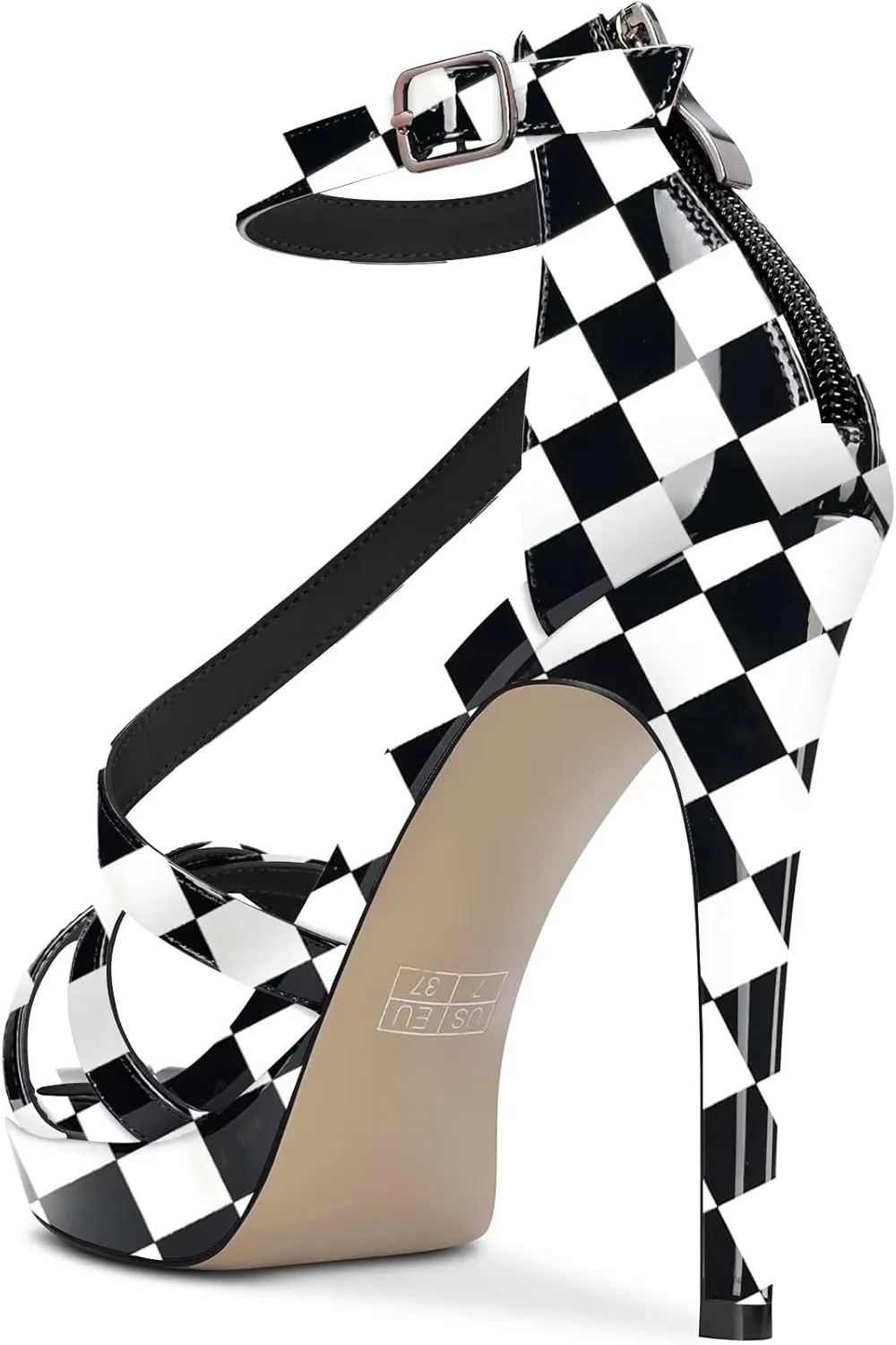 Castamere Women Stiletto High Platform Heel Open Toe Ankle Strap Gladiator Sandals Zipper Party Dress 4.7 Inches Heels
