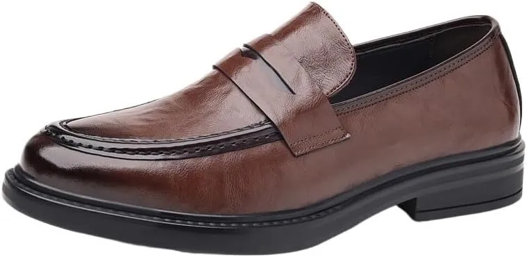 Casual Loafers for Men Vegan Leather Casual Prom Round Toe Working Office Anti-Slip Shoe Slip-on