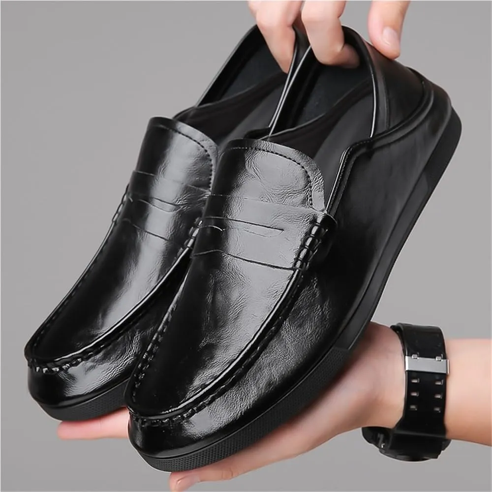Casual Loafers for Men's Vegan Leather Moccasins Shoe Prom Round Toe Solid Color Slip-on