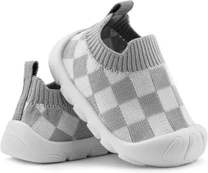 Charrost Toddler Baby Girl Boy First Walking Shoes Checkered Sneakers Sizes 3/4/5/6/7/8T. Soft, Cute,Flexible for First Walkers. Non-Slip, Slip On, Wide Toe Box Indoors Outdoors
