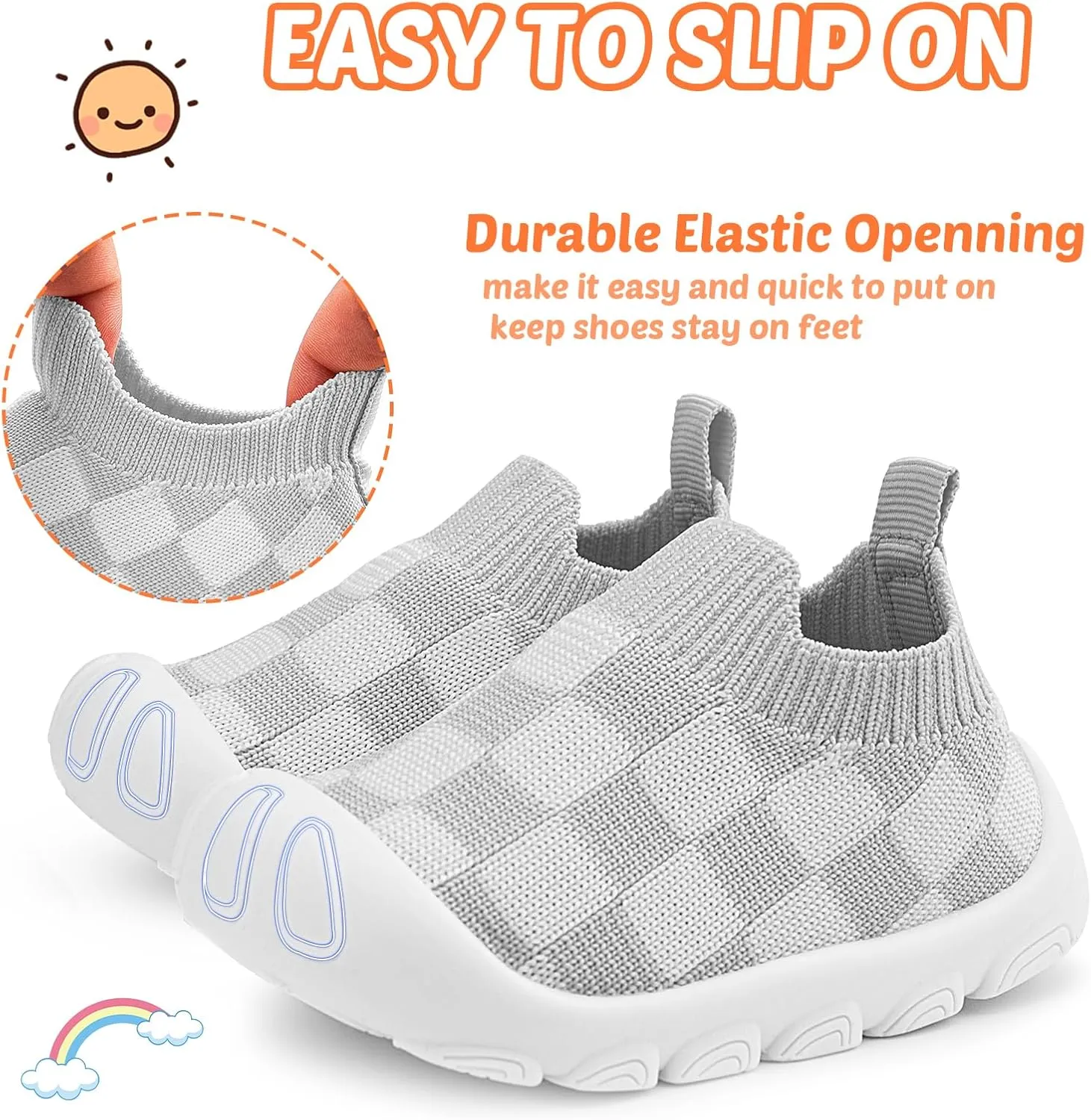 Charrost Toddler Baby Girl Boy First Walking Shoes Checkered Sneakers Sizes 3/4/5/6/7/8T. Soft, Cute,Flexible for First Walkers. Non-Slip, Slip On, Wide Toe Box Indoors Outdoors