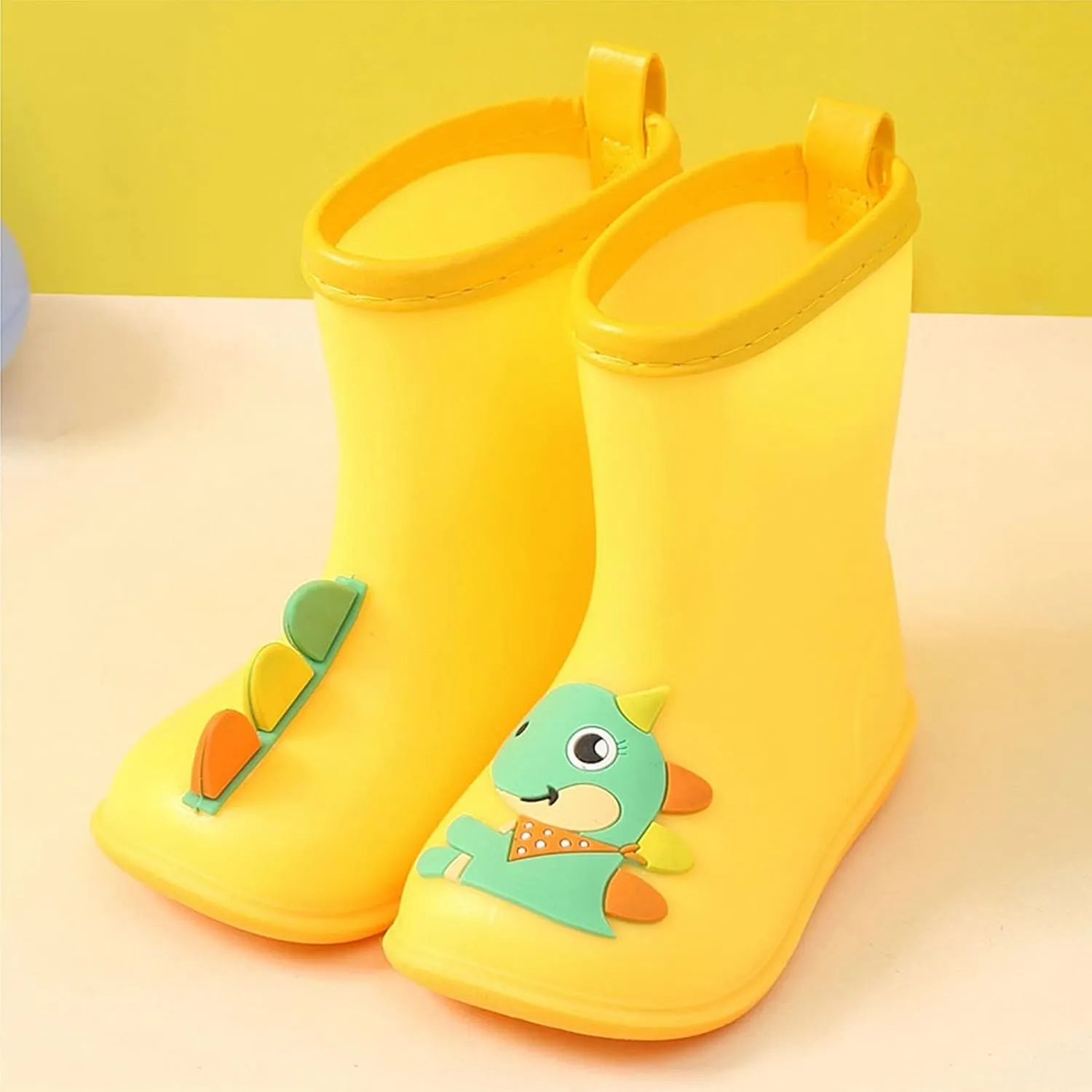 Children's Rain Shoes Boys and Girls Water Shoes Baby Rain Boots Water Boots Dinosaur Print Sweater Boots Toddler