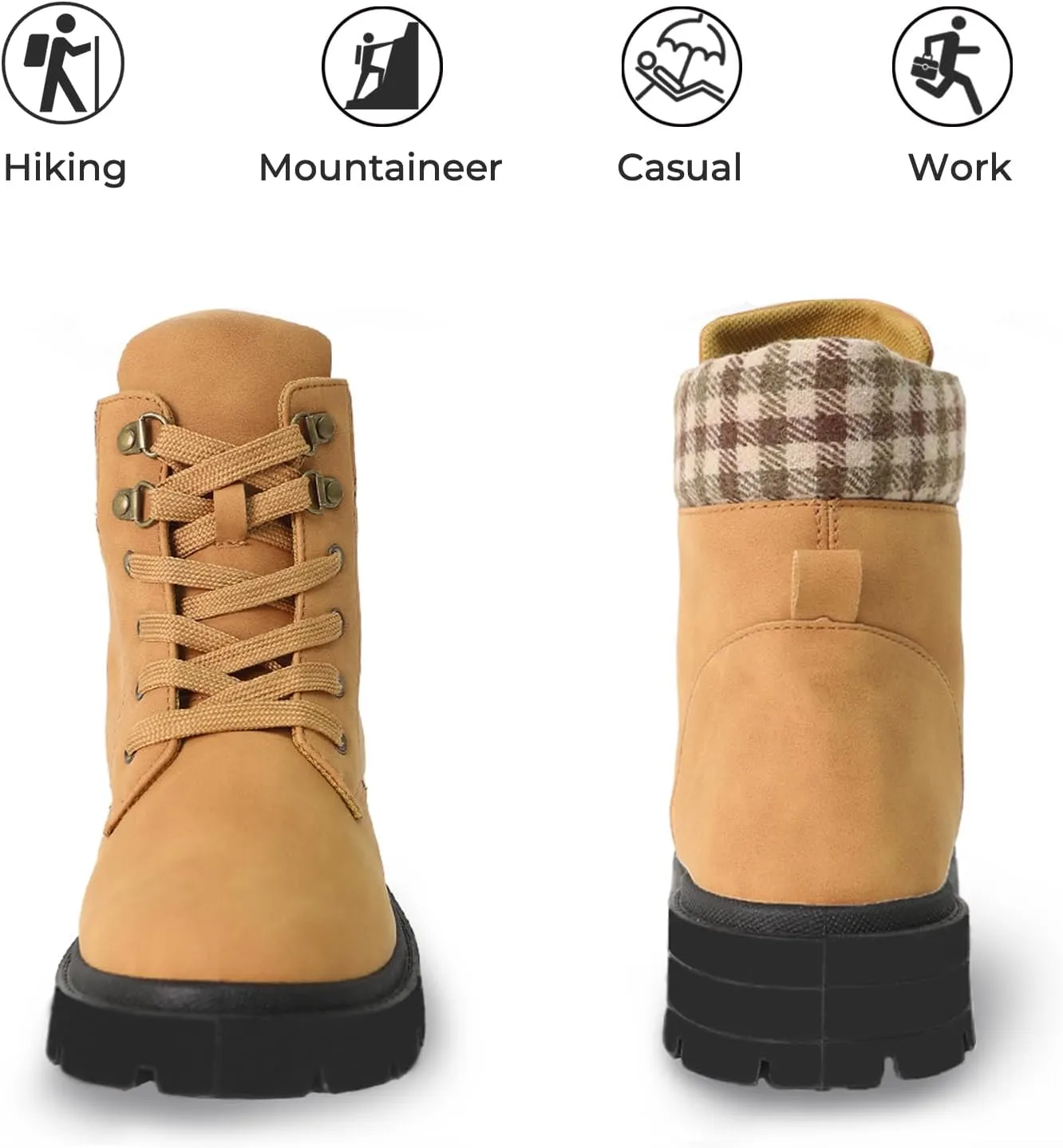 CHIN·MOON Women's Waterproof Backpacking Boots Non Slip Ankle Hiking Casual Shoes
