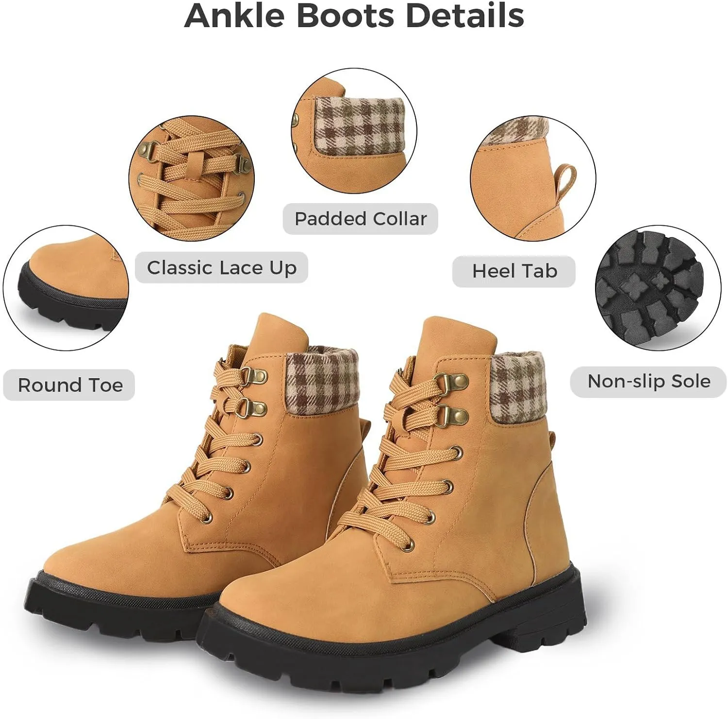CHIN·MOON Women's Waterproof Backpacking Boots Non Slip Ankle Hiking Casual Shoes