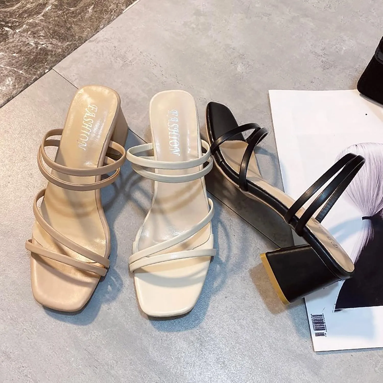 Chunky Block Heel Sandals Women Open Toe Strappy Ankle Strap Comfortable Wedding Shoes