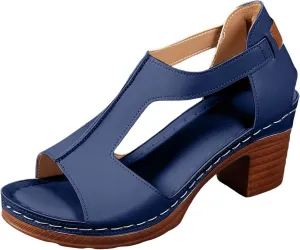 Chunky Heel Fish Mouth Women's Shoes Fashionable And Casual Hollow Solid Color Adjustable Shiny Flip Flops for Women