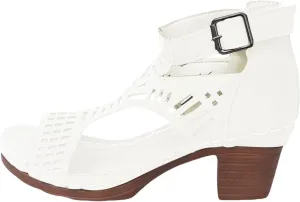 Chunky Heeled Sandals for Womens Bohemian Cutout Open Toe Ankle Strap Closed Back Summer Block Heeled Party Sandals Boots