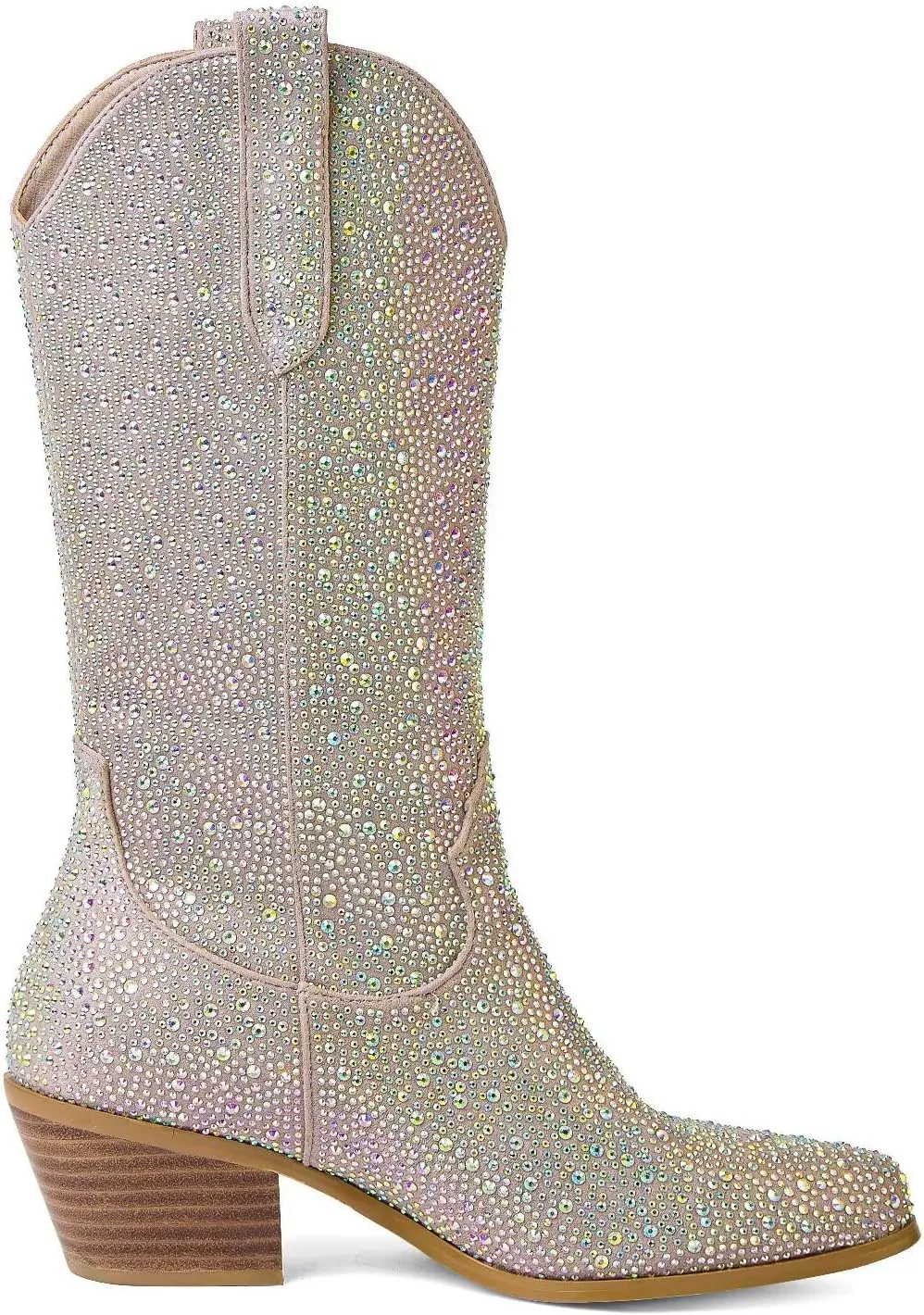 CIERWS Women's Embroidered Western Cowboy Boots Cowgirl Boots Knee High Medium Heel Chunky Heel Classic Retro Boots