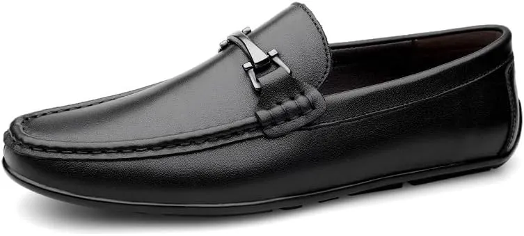 Classic Men Shoes Pure Cowhide Leather Casual Formal Office Suit Match Footwear Metal Buckle Loafers for Gentlemen