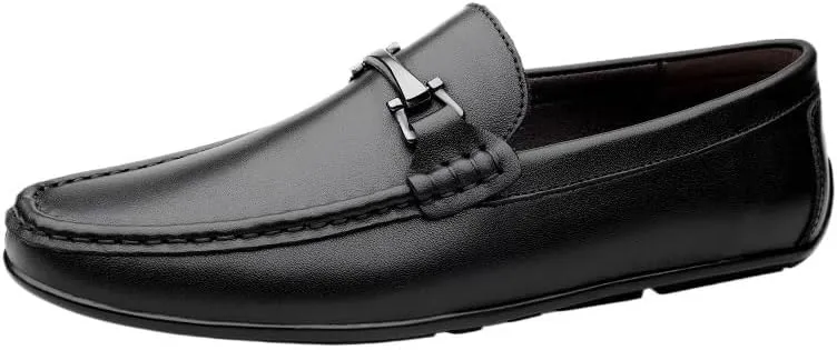 Classic Men Shoes Pure Cowhide Leather Casual Formal Office Suit Match Footwear Metal Buckle Loafers for Gentlemen