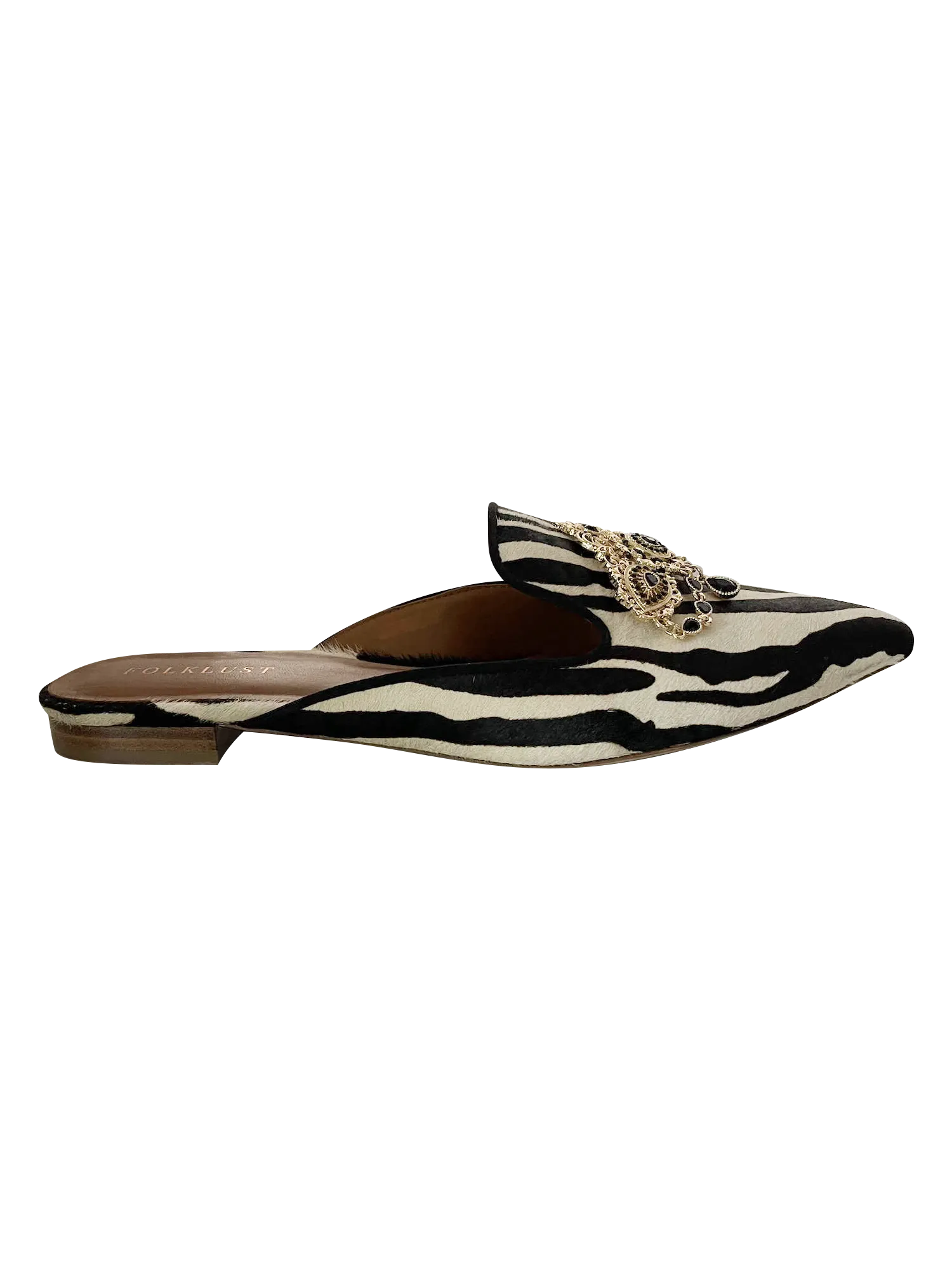 Cleopatra Zebra Calf Hair Flat Mules
