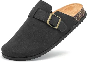 Clogs for Women and Men Suede Clogs Leather Mules Cork Footbed Sandals Potato Shoes with Arch Support Slip on Adjuestable Clog Slippers