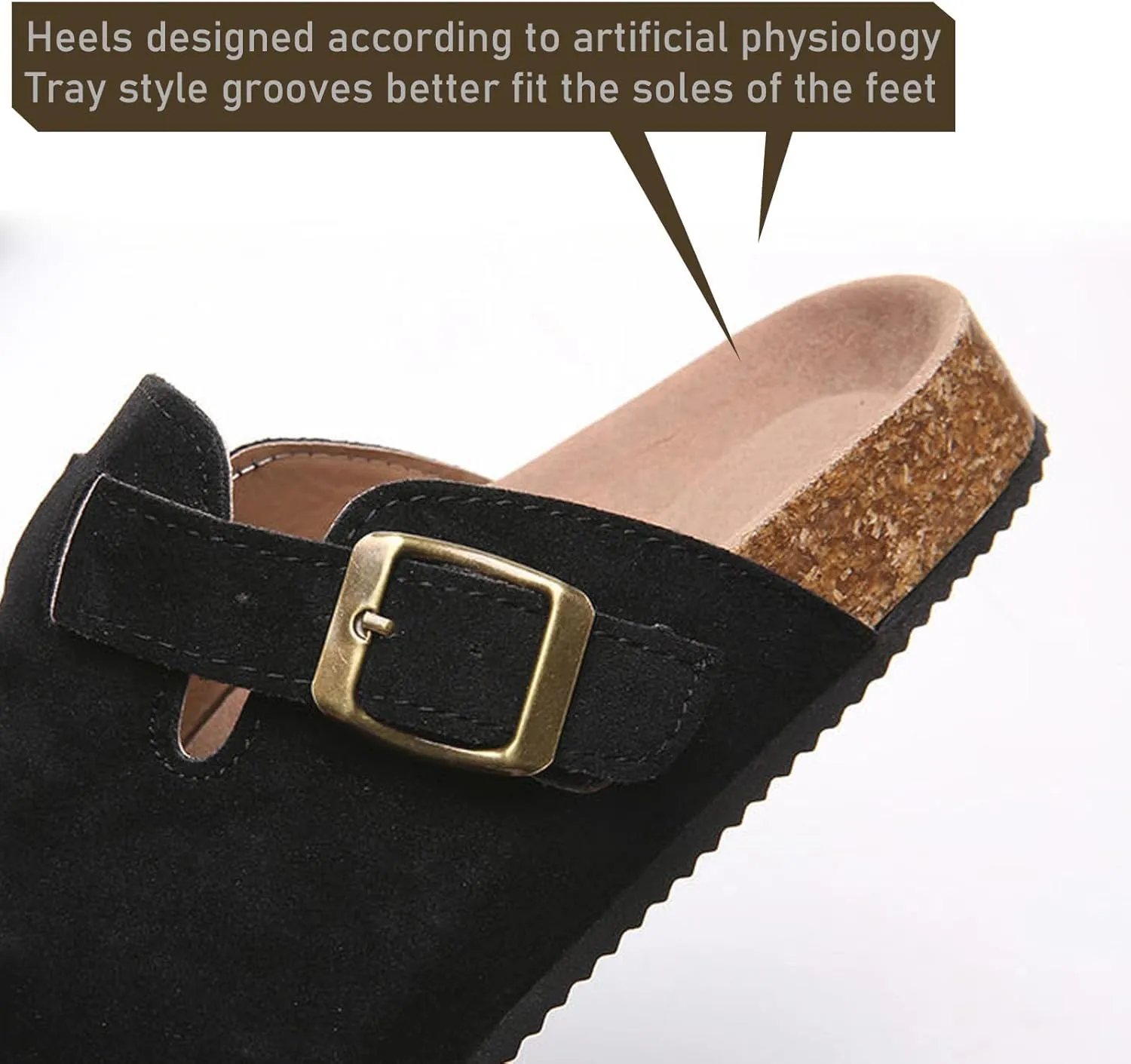 Clogs Slippers Mules House Slippers Corrective shoeswith Arch Support Adjustable Buckle Sandals Suitable for Men Women with Soft Padded Cork Like Insoles Round Toe Shoes