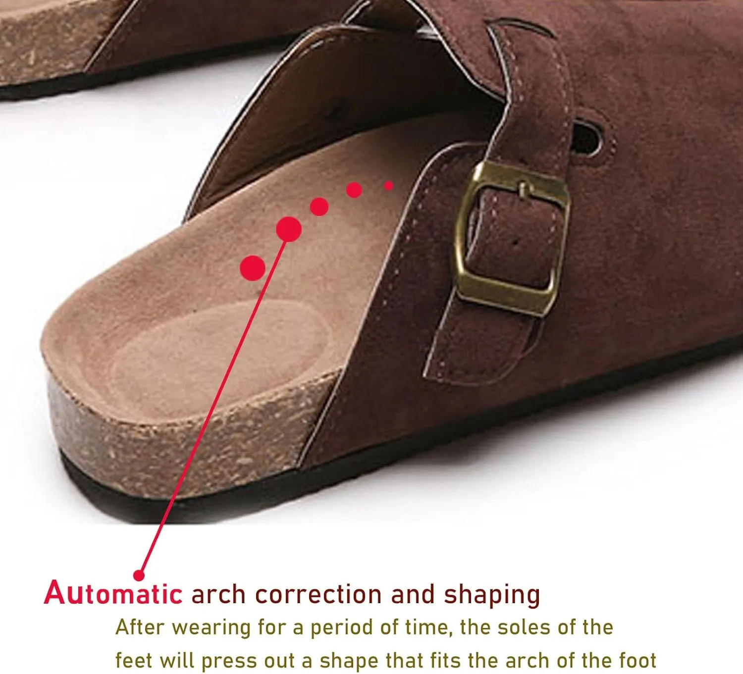Clogs Slippers Mules House Slippers Corrective shoeswith Arch Support Adjustable Buckle Sandals Suitable for Men Women with Soft Padded Cork Like Insoles Round Toe Shoes
