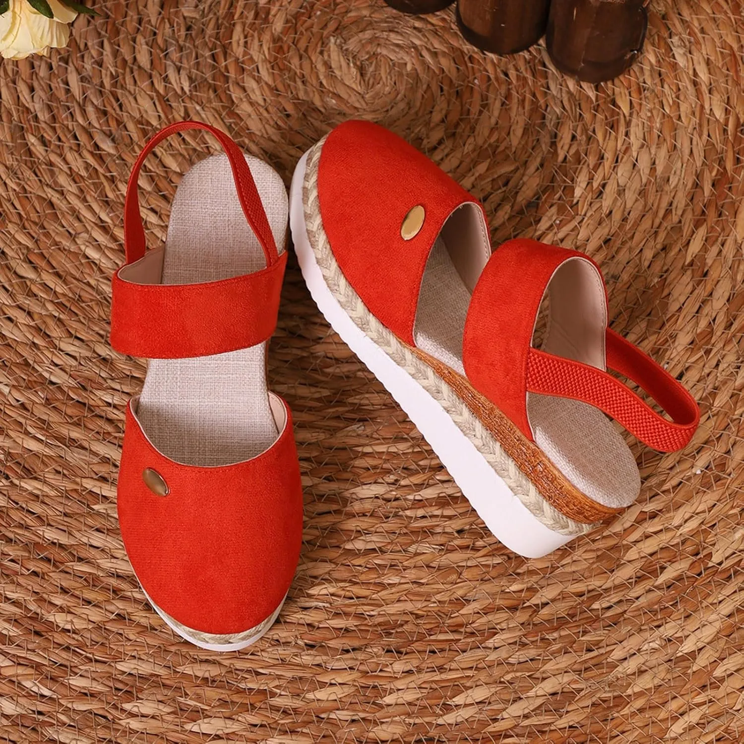 Closed Toe Platform Sandals for Women Buckle Ankle Strap Espadrilles Dressy Platform Shoes Summer Anti Slip Wedges Shoes