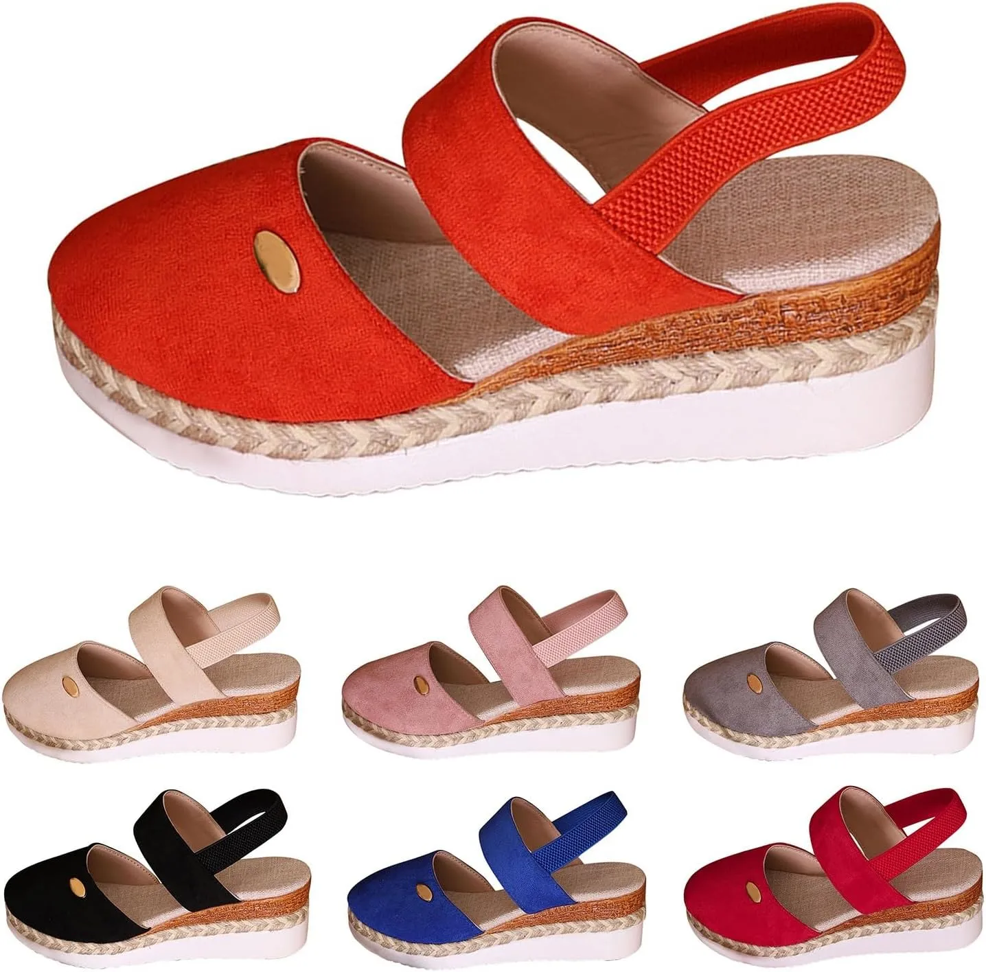 Closed Toe Platform Sandals for Women Buckle Ankle Strap Espadrilles Dressy Platform Shoes Summer Anti Slip Wedges Shoes