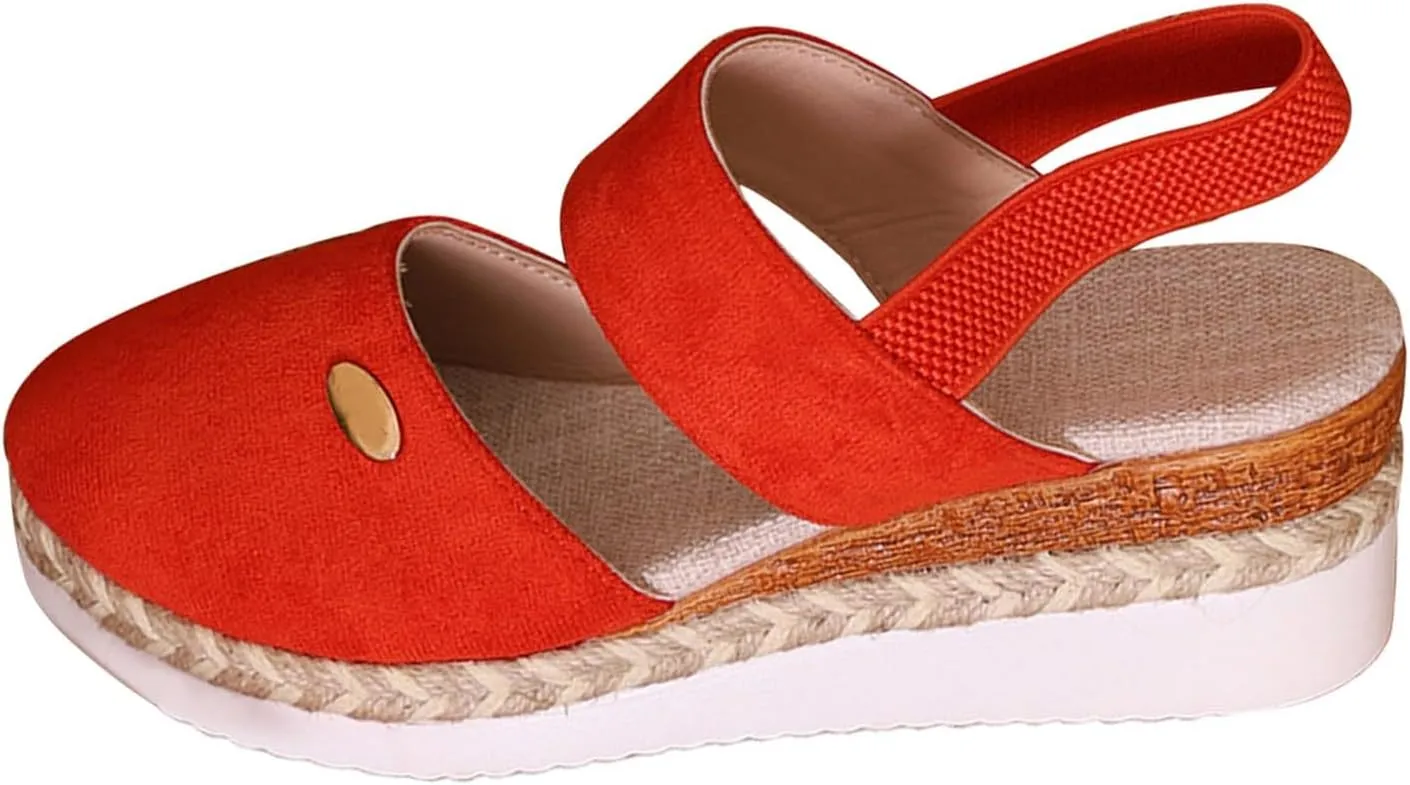 Closed Toe Platform Sandals for Women Buckle Ankle Strap Espadrilles Dressy Platform Shoes Summer Anti Slip Wedges Shoes