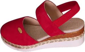 Closed Toe Platform Sandals for Women Buckle Ankle Strap Espadrilles Dressy Platform Shoes Summer Anti Slip Wedges Shoes